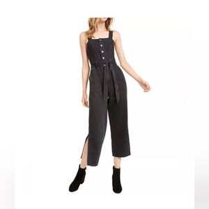 Oat New York Black Cropped Jumpsuit with Tie Waist